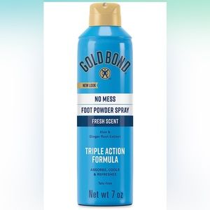 Gold Bond Talc-Free No Mess Foot Powder Spray, Fresh Scent, 7oz NEW